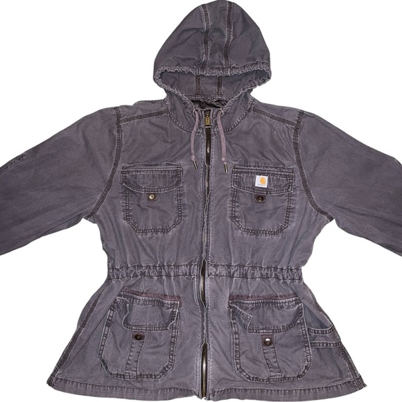 Carhartt El Paso Utility Jacket Hooded Field Coat Cinched Waist Grey- Size XL - Picture 4 of 12